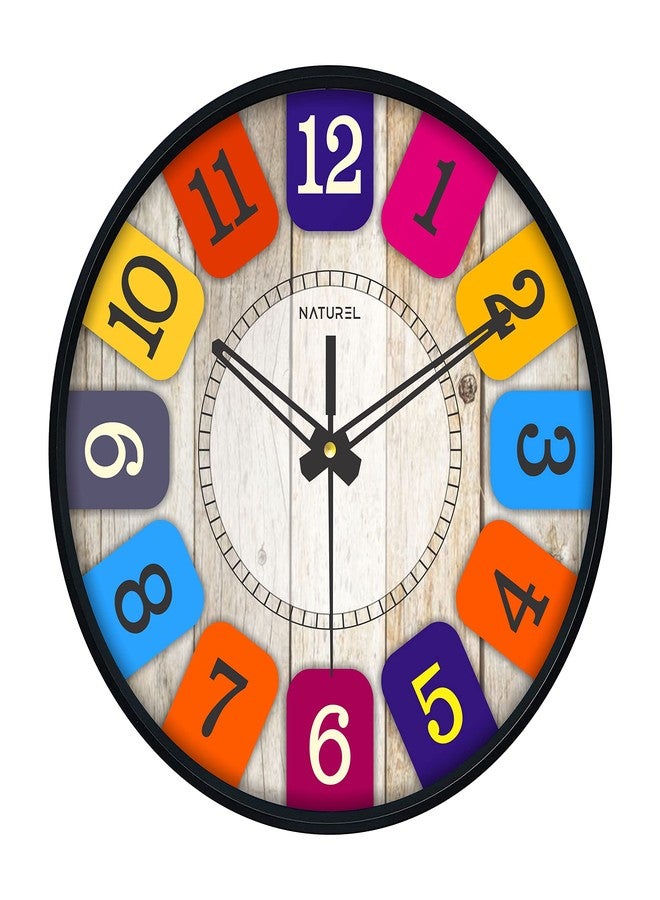 ناتشورال ساعة حائط دائرية الشكل من ناتشوريل، مصنوعة من البلاستيك والزجاج، للمنزل (24 × 24 × 3.5 سم) (متعددة الألوان) - تناظرية - Image 1